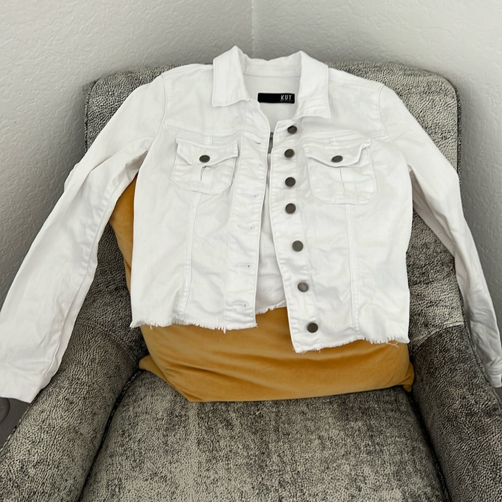 White Denim distressed Jacket